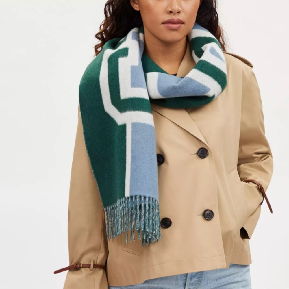 Authentic Reversible Colorblock Varsity Print Oversized Muffler - Picture 2 of 4